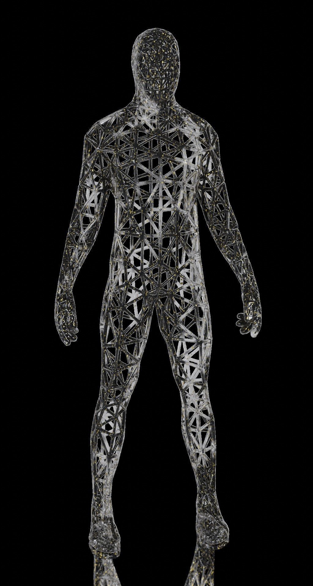 Triangulated man 3D print model_3
