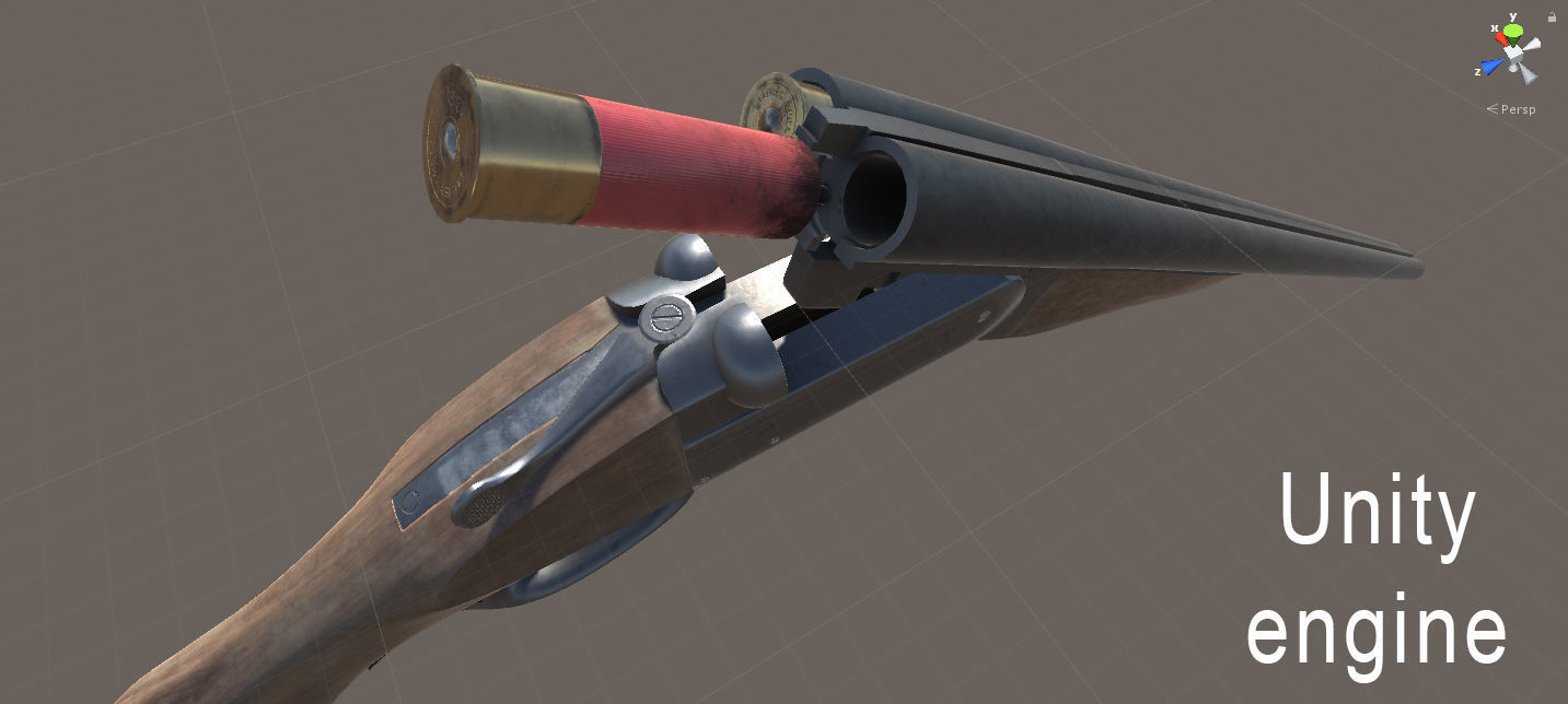 Remington Double Barrel Shotgun Low-poly 3D model_4