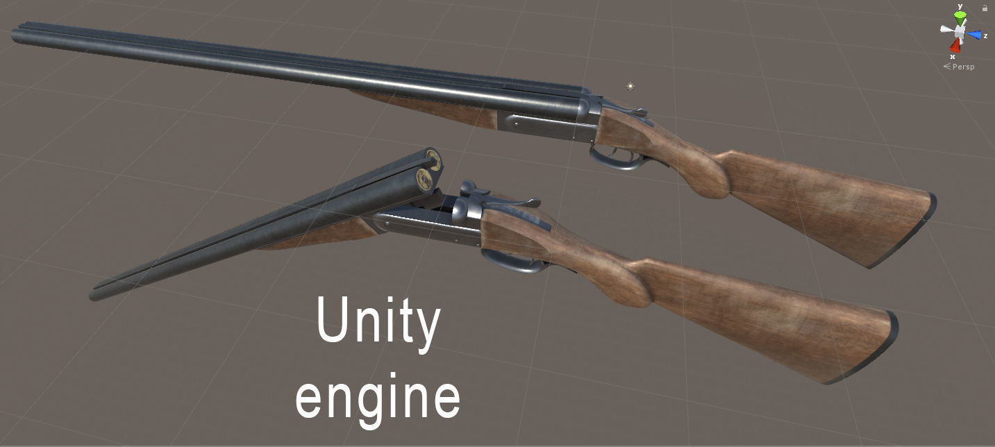 Remington Double Barrel Shotgun Low-poly 3D model_3