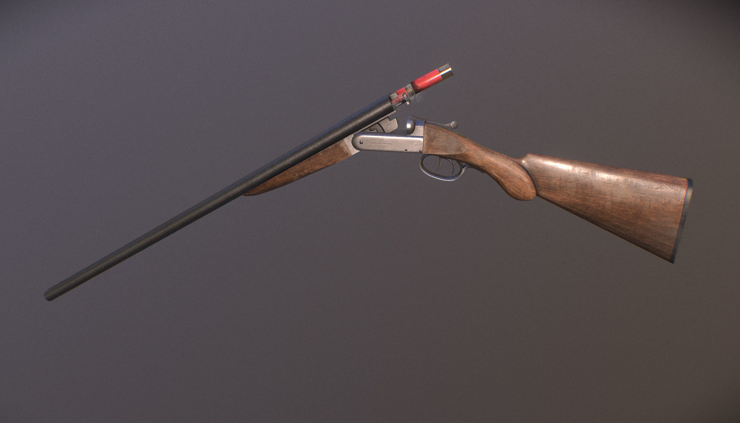 Remington Double Barrel Shotgun Low-poly 3D model_2