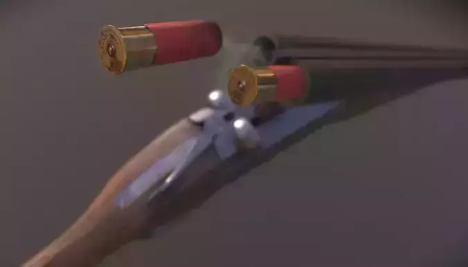 Remington Double Barrel Shotgun Low-poly 3D model