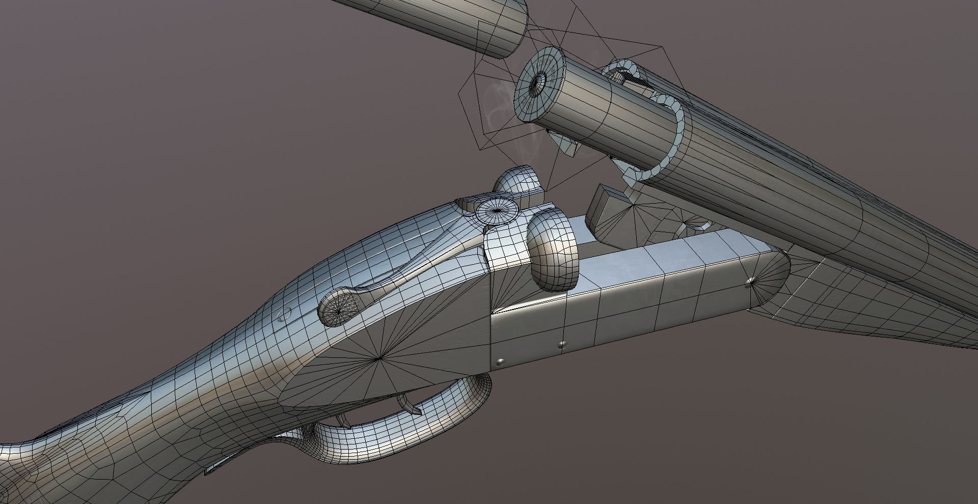 Remington Double Barrel Shotgun Low-poly 3D model_8