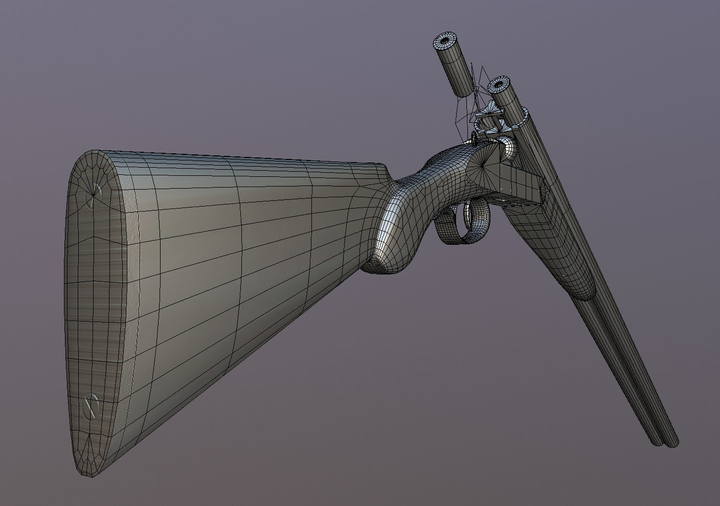 Remington Double Barrel Shotgun Low-poly 3D model_7