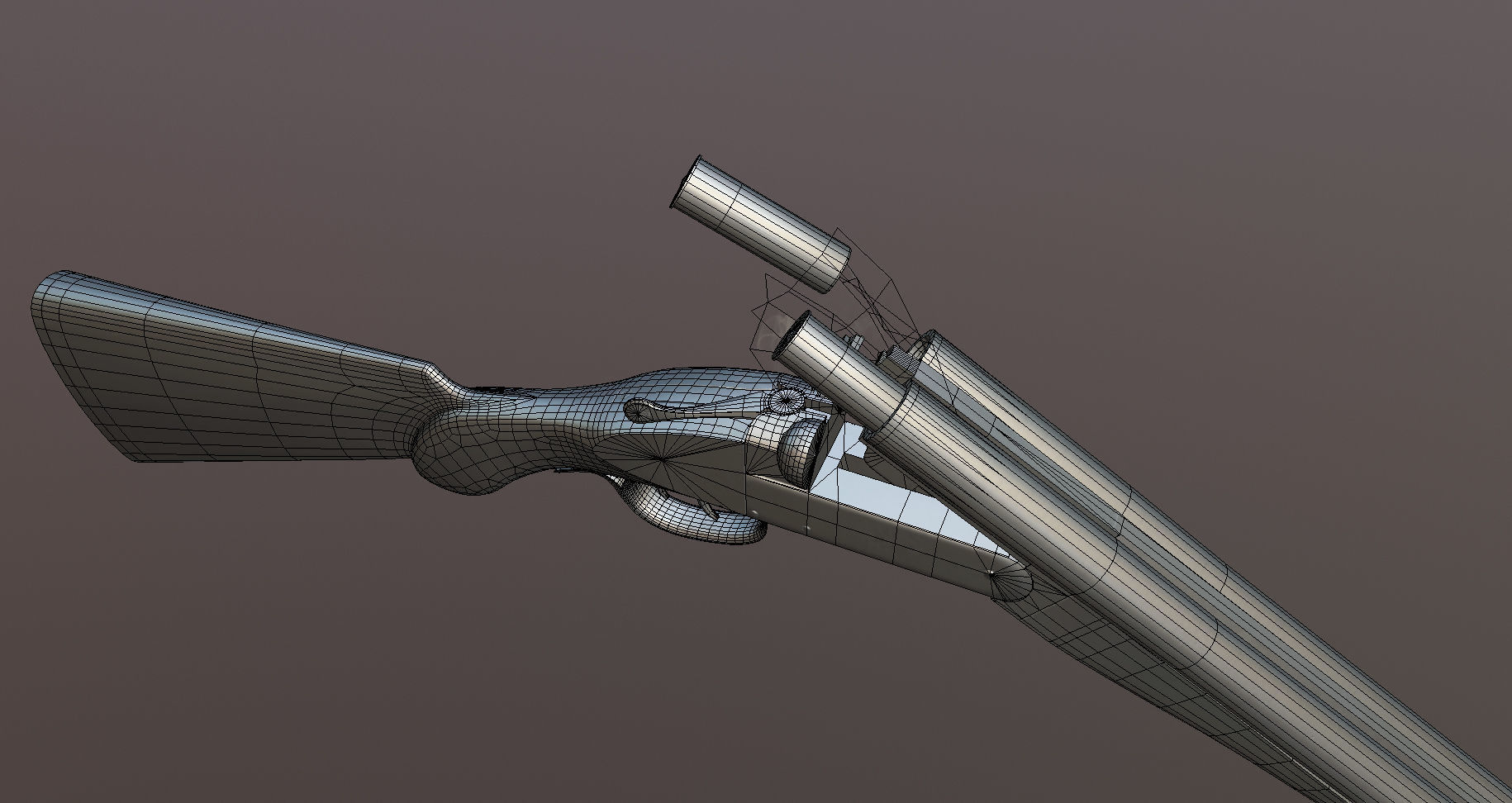 Remington Double Barrel Shotgun Low-poly 3D model_6