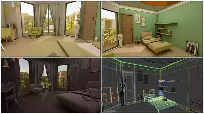 3D Bed Room Interior 3D model