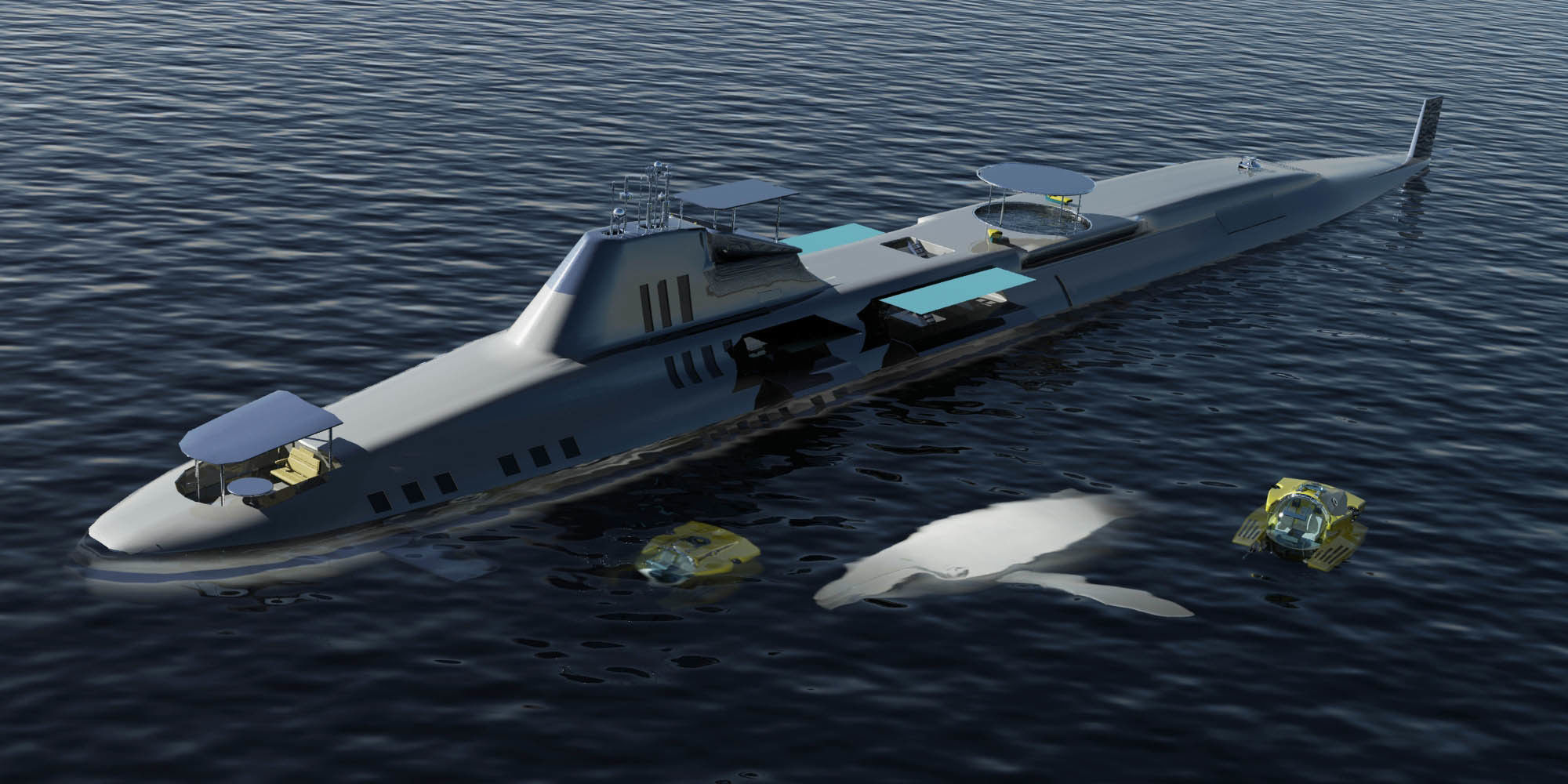 Migaloo submersible luxury yacht Low-poly 3D model_7