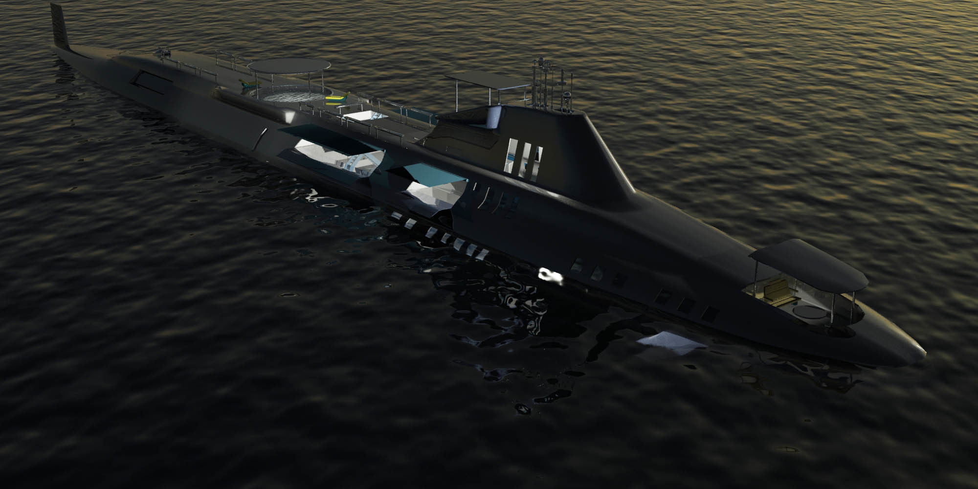 Migaloo submersible luxury yacht Low-poly 3D model_12