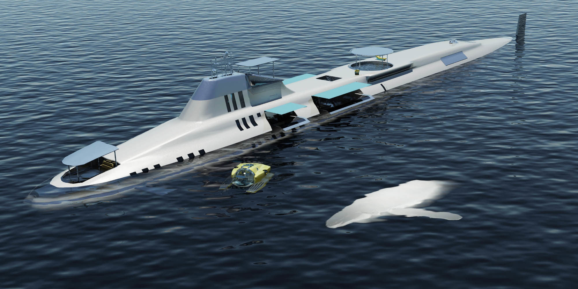 Migaloo submersible luxury yacht Low-poly 3D model_8