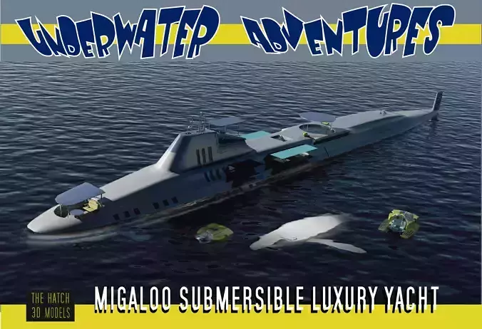 Migaloo submersible luxury yacht Low-poly 3D model