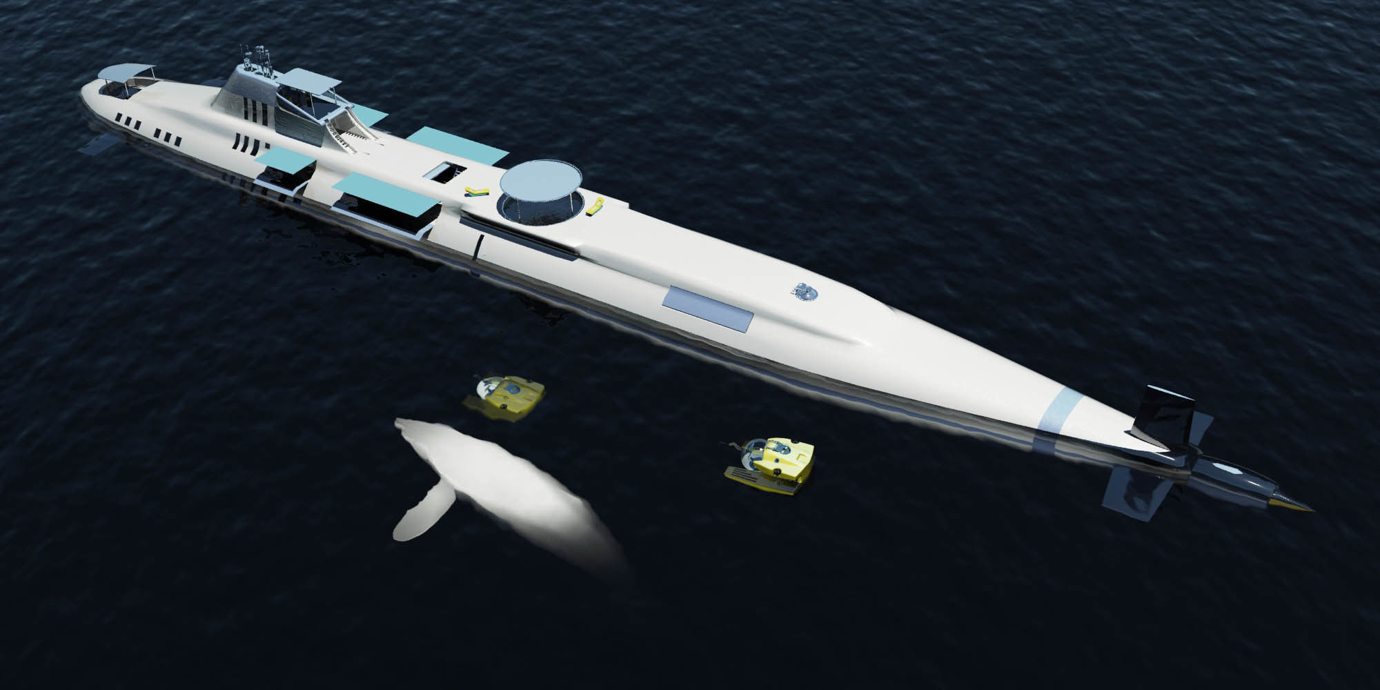 Migaloo submersible luxury yacht Low-poly 3D model_9