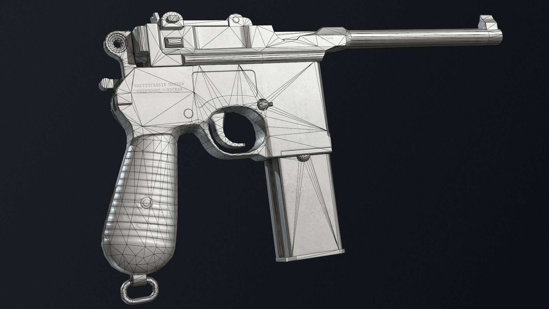 PBR Mauser M712 Schnellfeuer Machine Pistol Low-poly 3D model_6