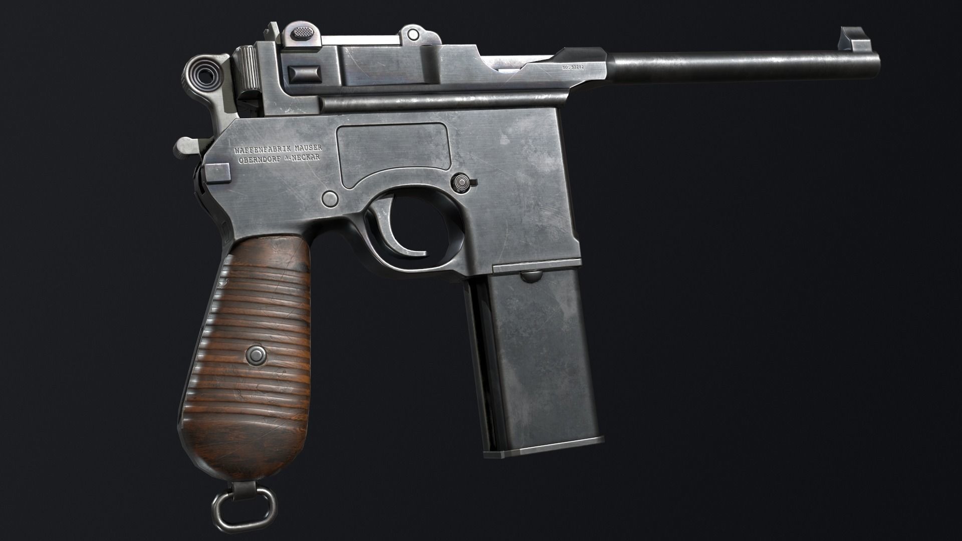 PBR Mauser M712 Schnellfeuer Machine Pistol Low-poly 3D model_2