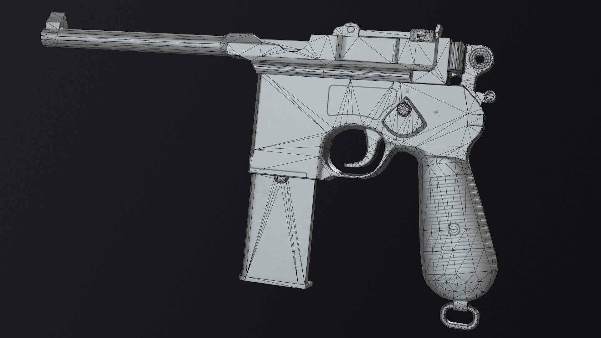 PBR Mauser M712 Schnellfeuer Machine Pistol Low-poly 3D model_7