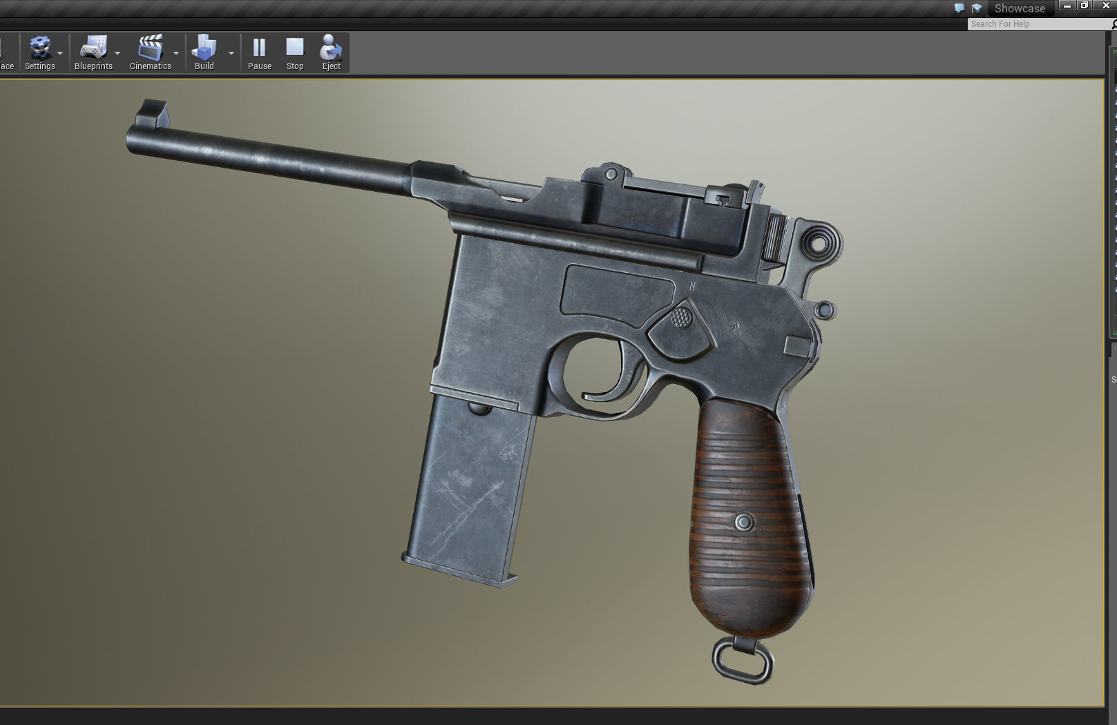 PBR Mauser M712 Schnellfeuer Machine Pistol Low-poly 3D model_9
