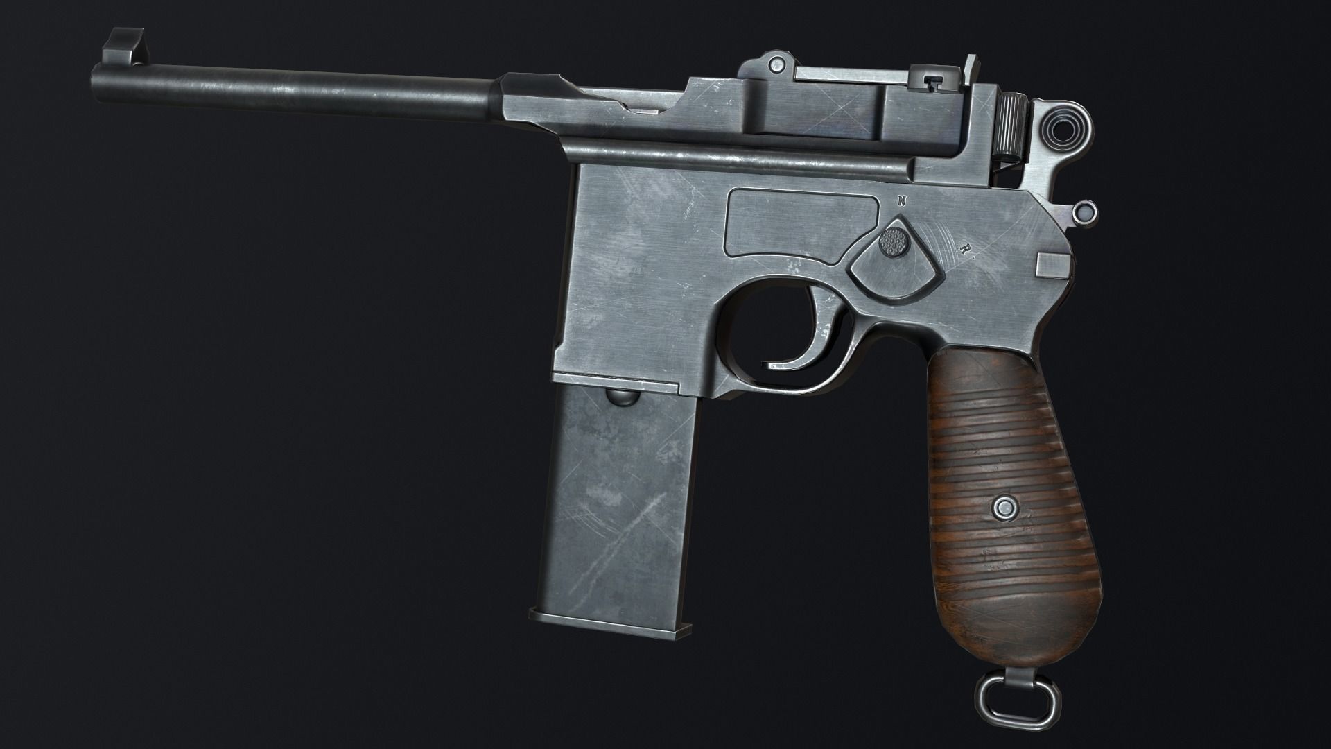 PBR Mauser M712 Schnellfeuer Machine Pistol Low-poly 3D model_3