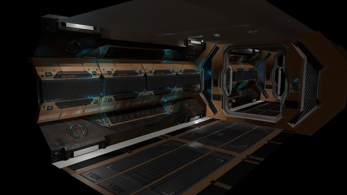 Sci-fi Corridor Low-poly 3D model