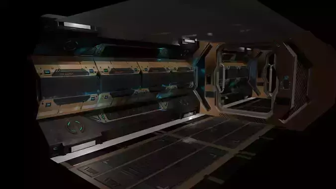 Sci-fi Corridor Low-poly 3D model
