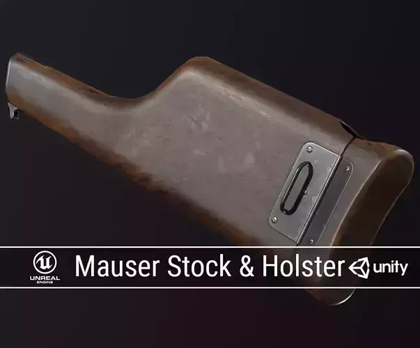PBR Mauser Stock and Holster Low-poly 3D model