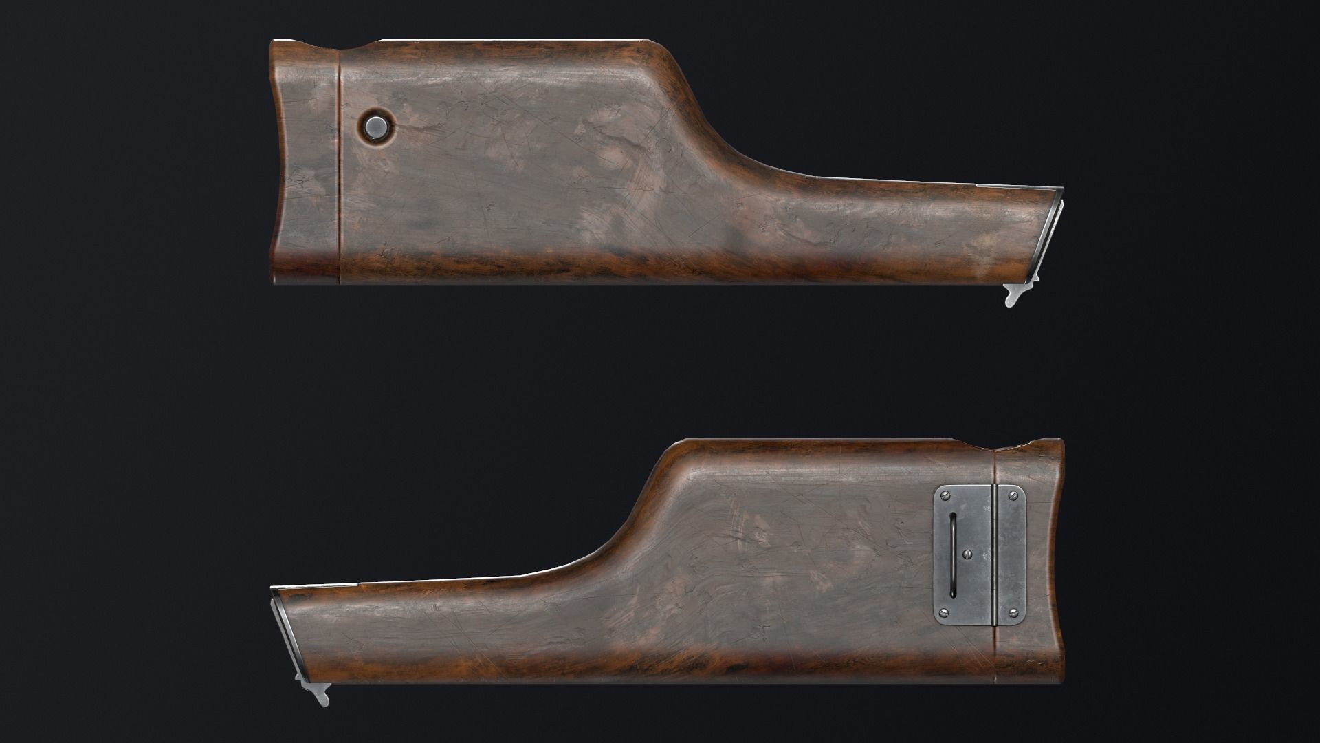 PBR Mauser Stock and Holster Low-poly 3D model_1