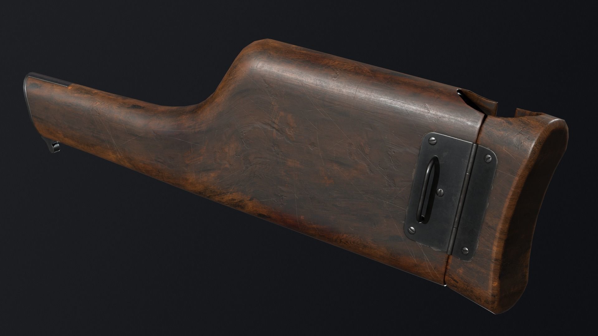 PBR Mauser Stock and Holster Low-poly 3D model_2