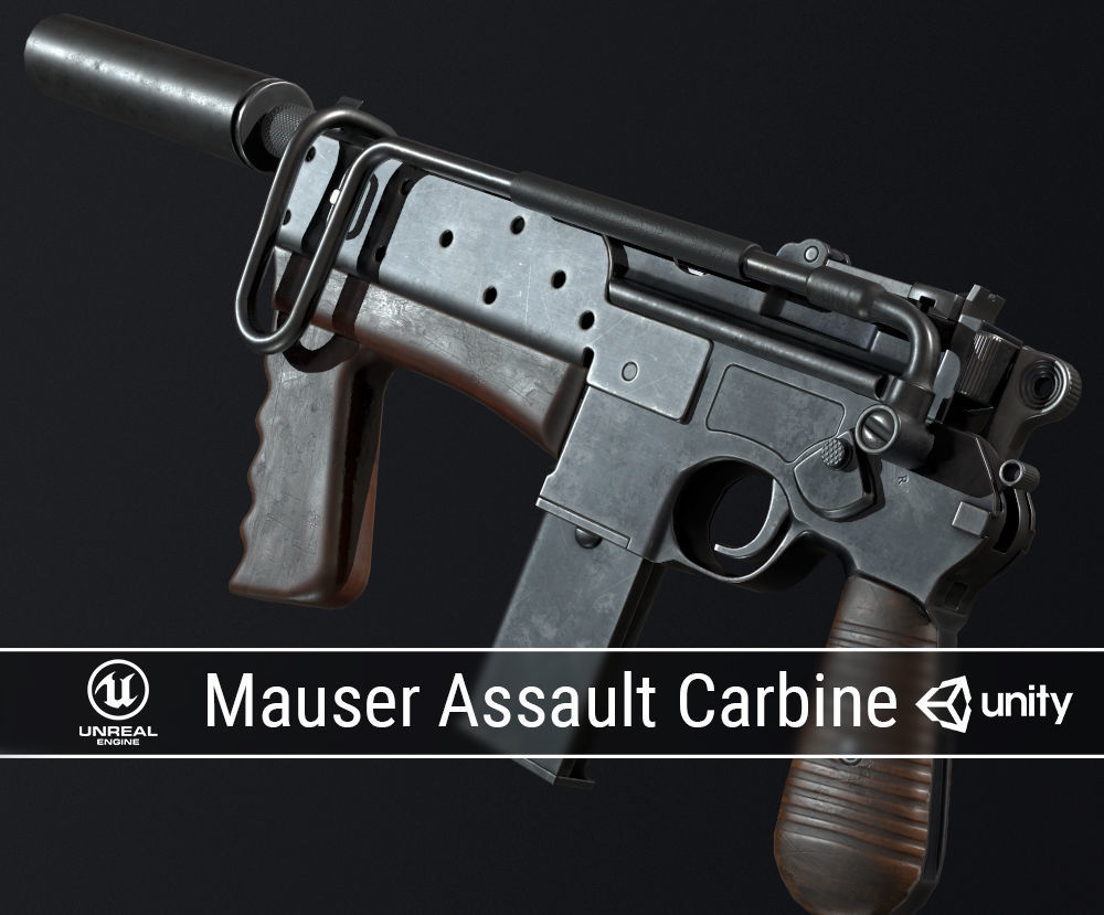 PBR Mauser Pistol Pack Low-poly 3D model_2