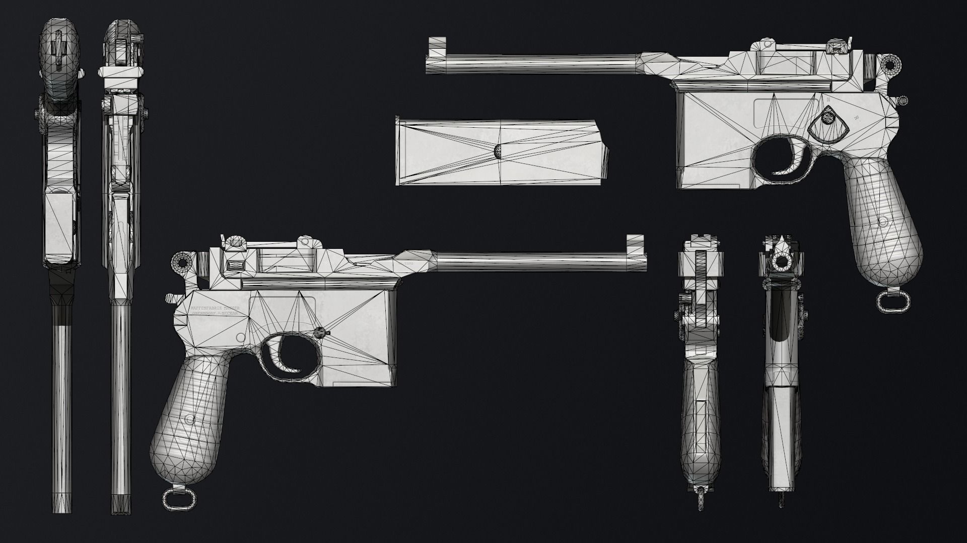 PBR Mauser Pistol Pack Low-poly 3D model_13