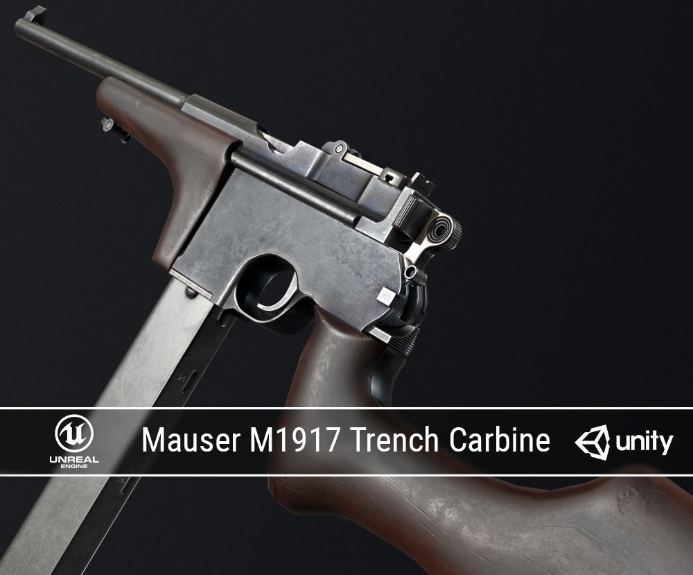 PBR Mauser Pistol Pack Low-poly 3D model_1