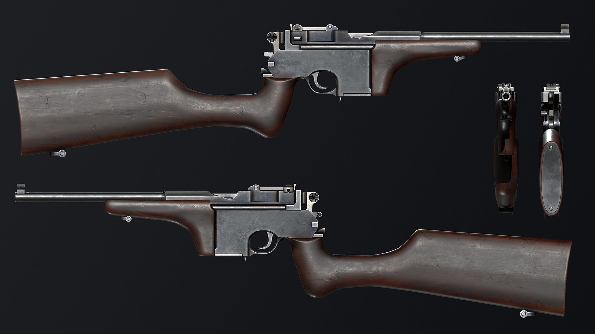 PBR Mauser Pistol Pack Low-poly 3D model_7