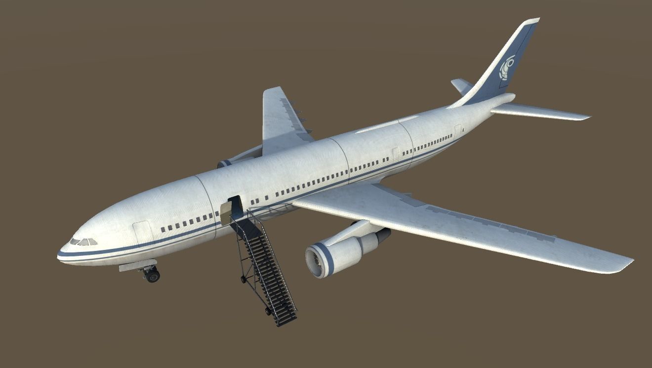 Airplane interior Low-poly 3D model_3