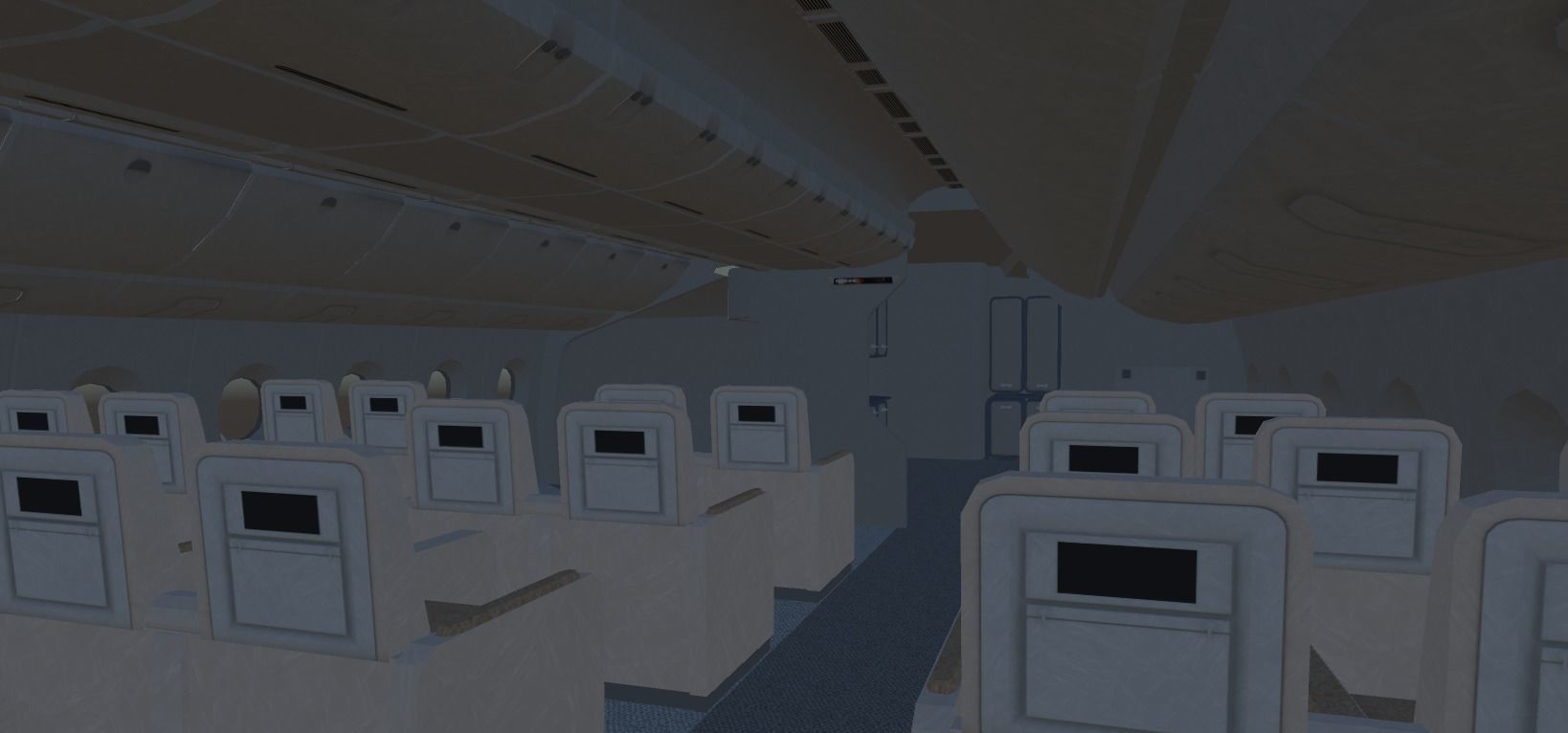 Airplane interior Low-poly 3D model_4