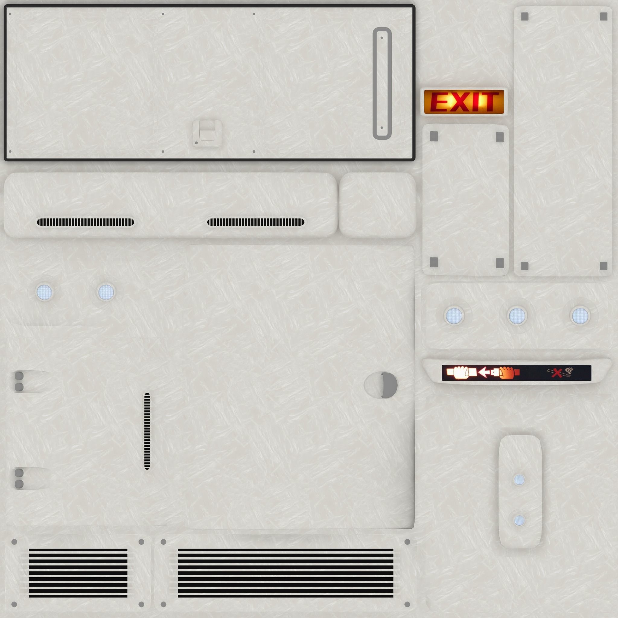 Airplane interior Low-poly 3D model_15
