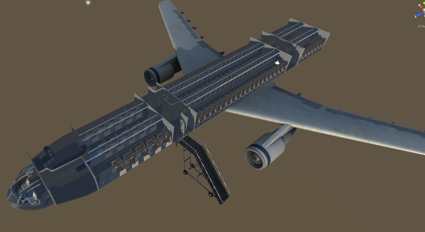 Airplane interior Low-poly 3D model_2