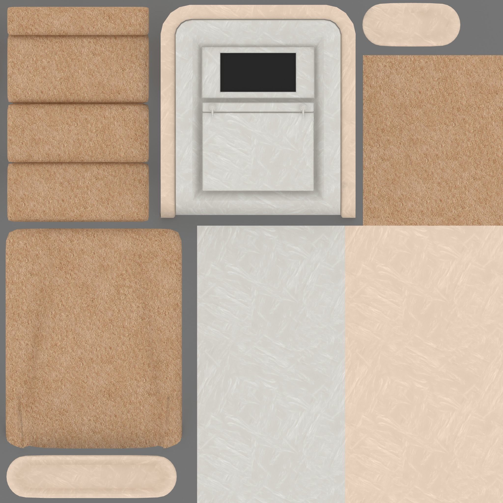 Airplane interior Low-poly 3D model_17