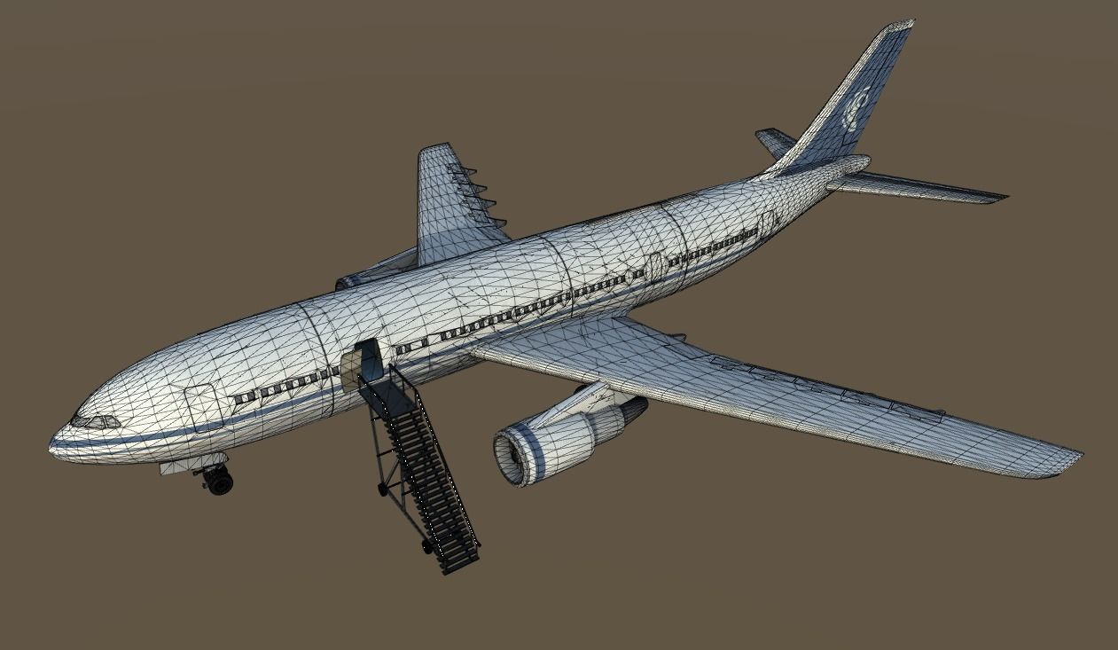 Airplane interior Low-poly 3D model_6