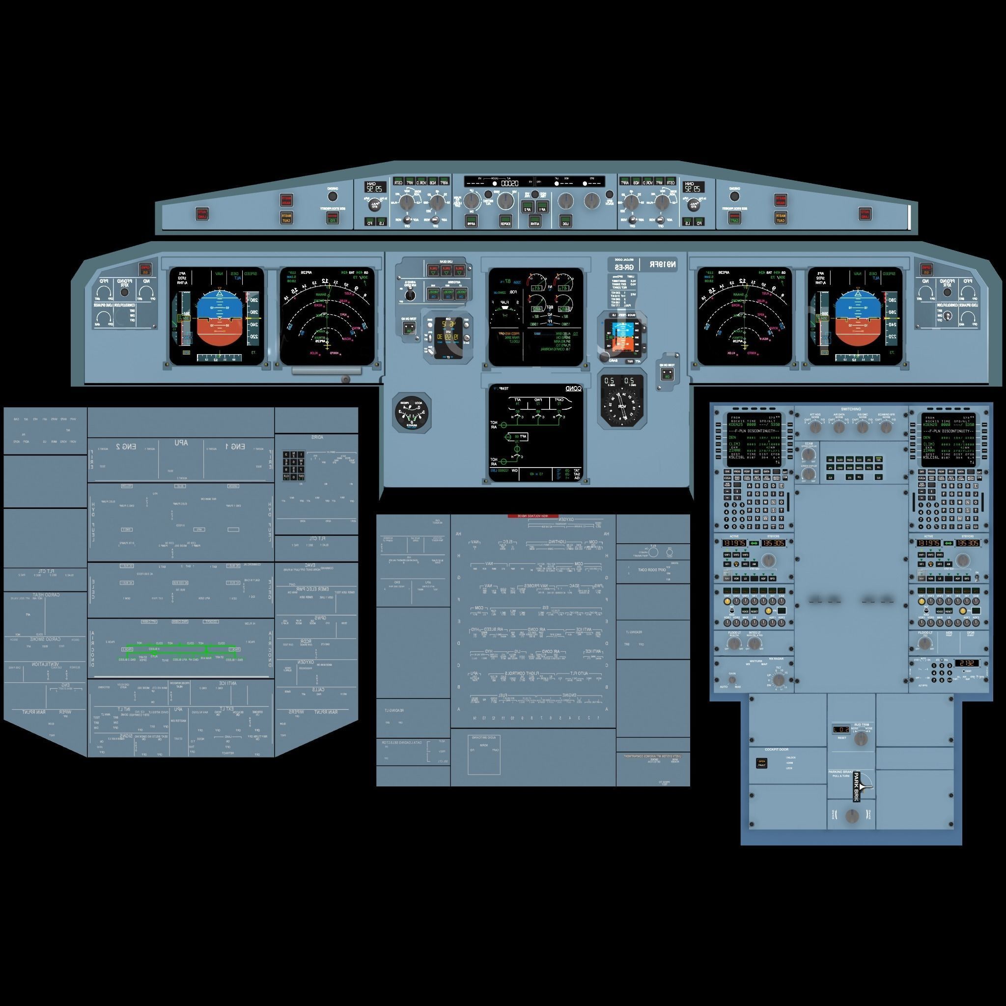 Airplane interior Low-poly 3D model_16