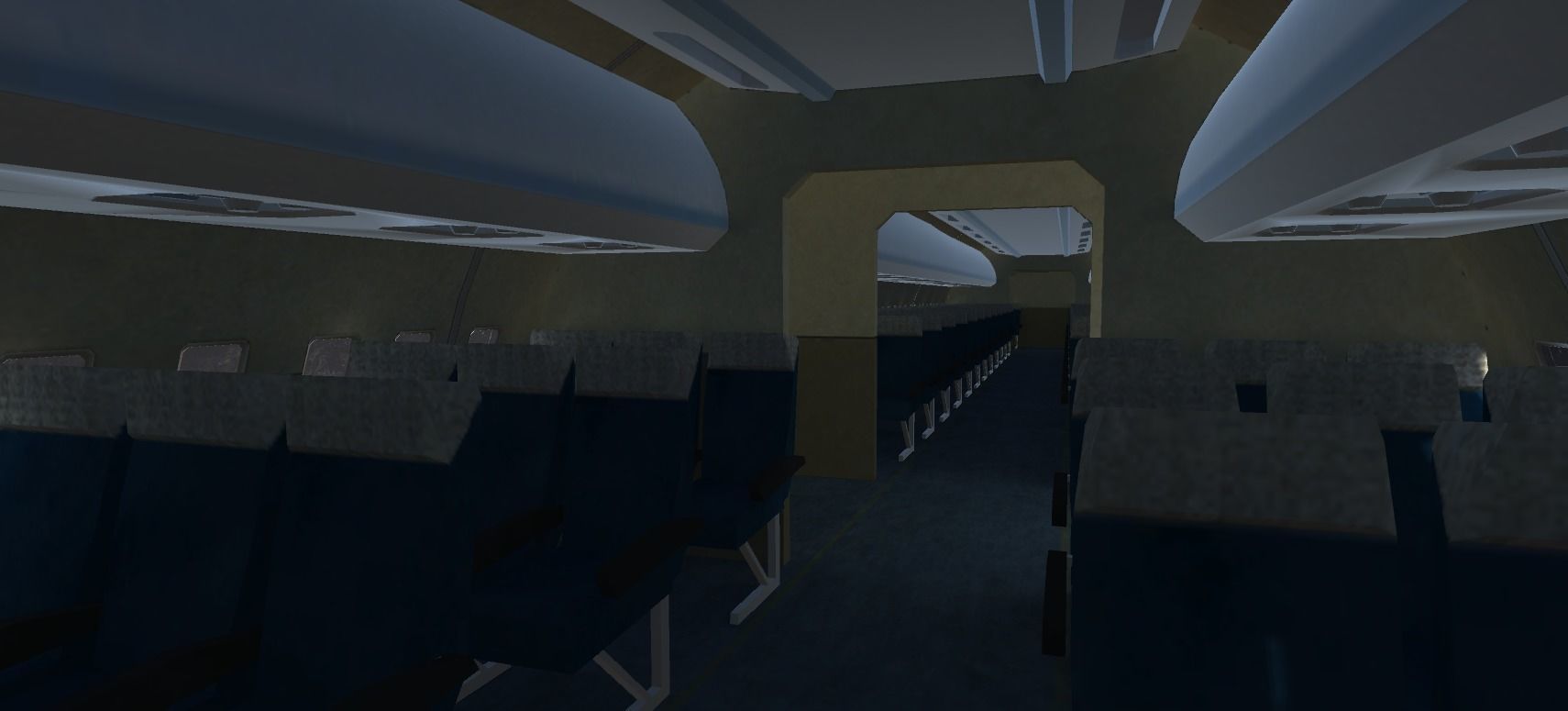 Airplane interior Low-poly 3D model_1