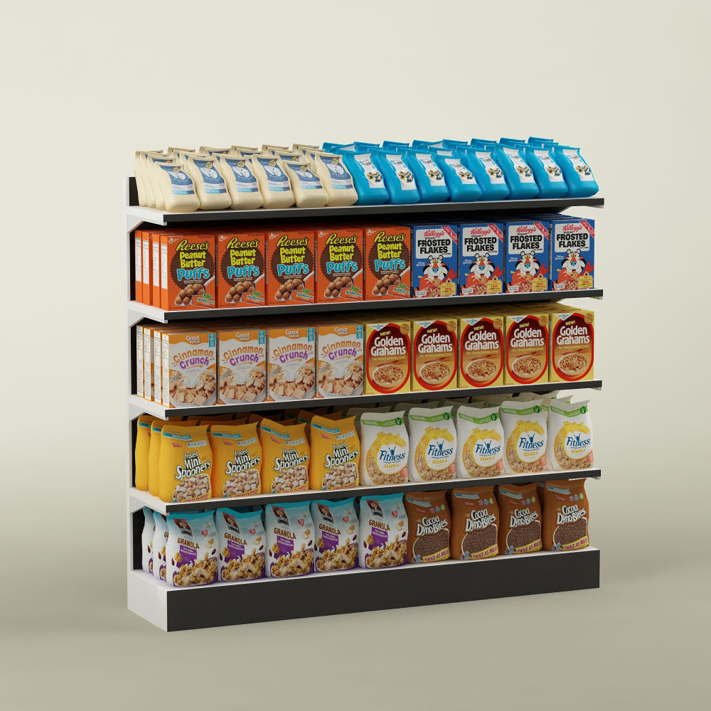 Storage shelving  rack store cereal food 3D model_3