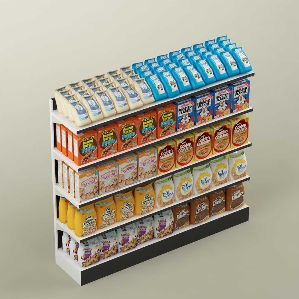 Storage shelving  rack store cereal food 3D model_2