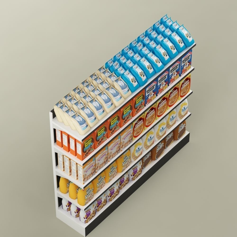 Storage shelving  rack store cereal food 3D model_5