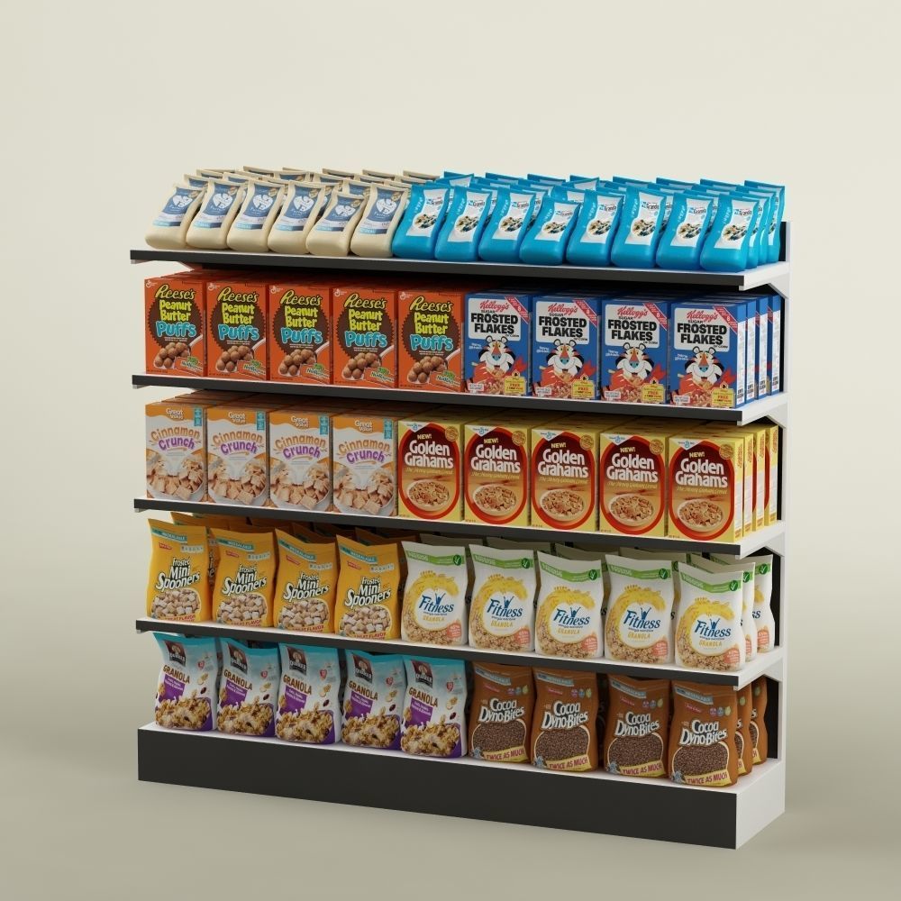 Storage shelving  rack store cereal food 3D model_4