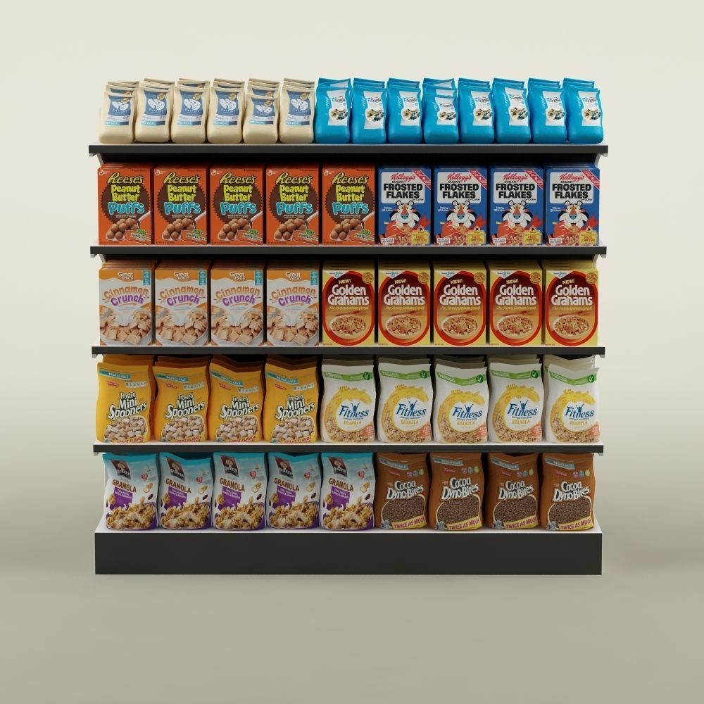 Storage shelving  rack store cereal food 3D model_1