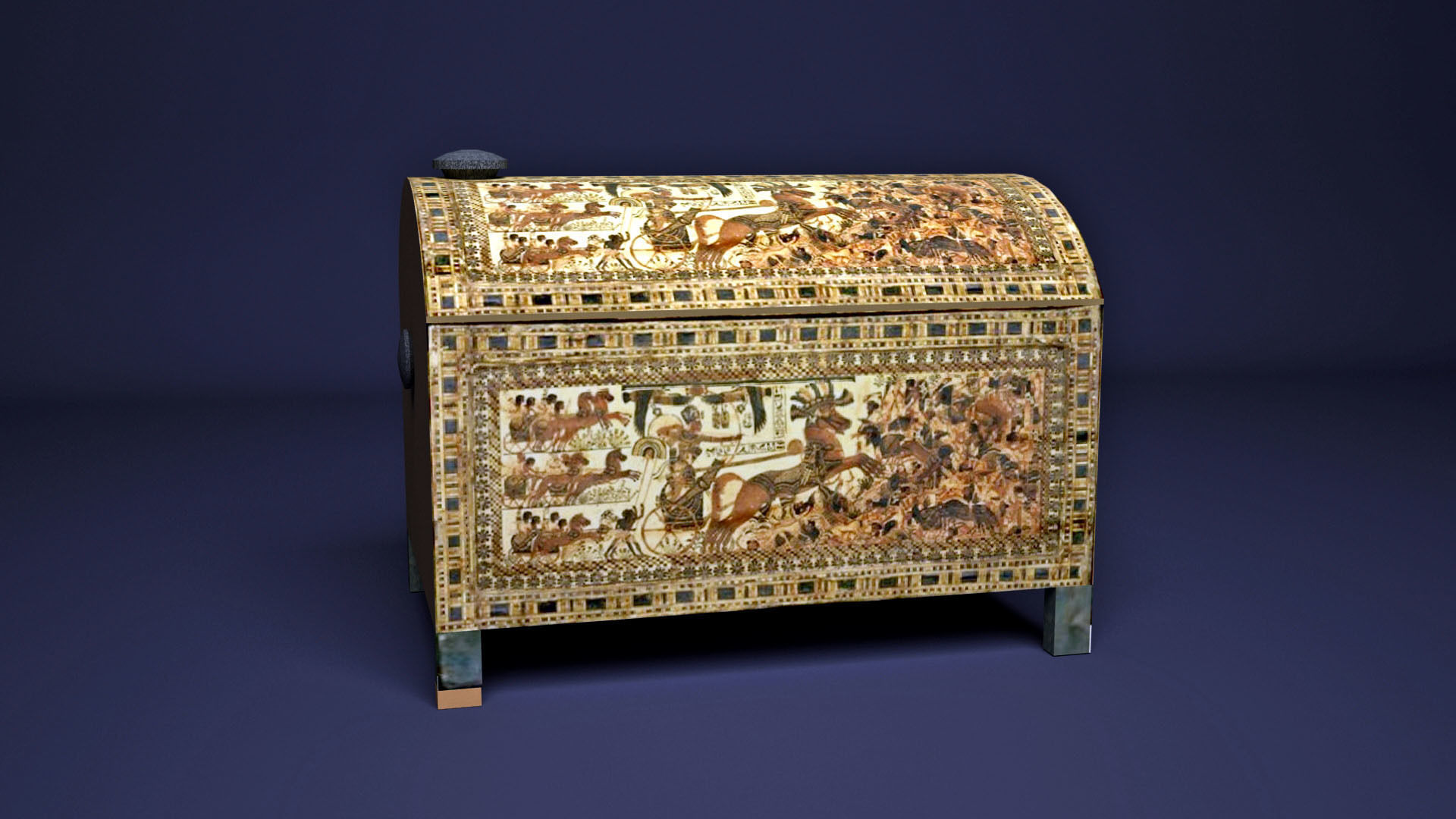 Egyptian King Tutankhamun chest Low-poly 3D model_2