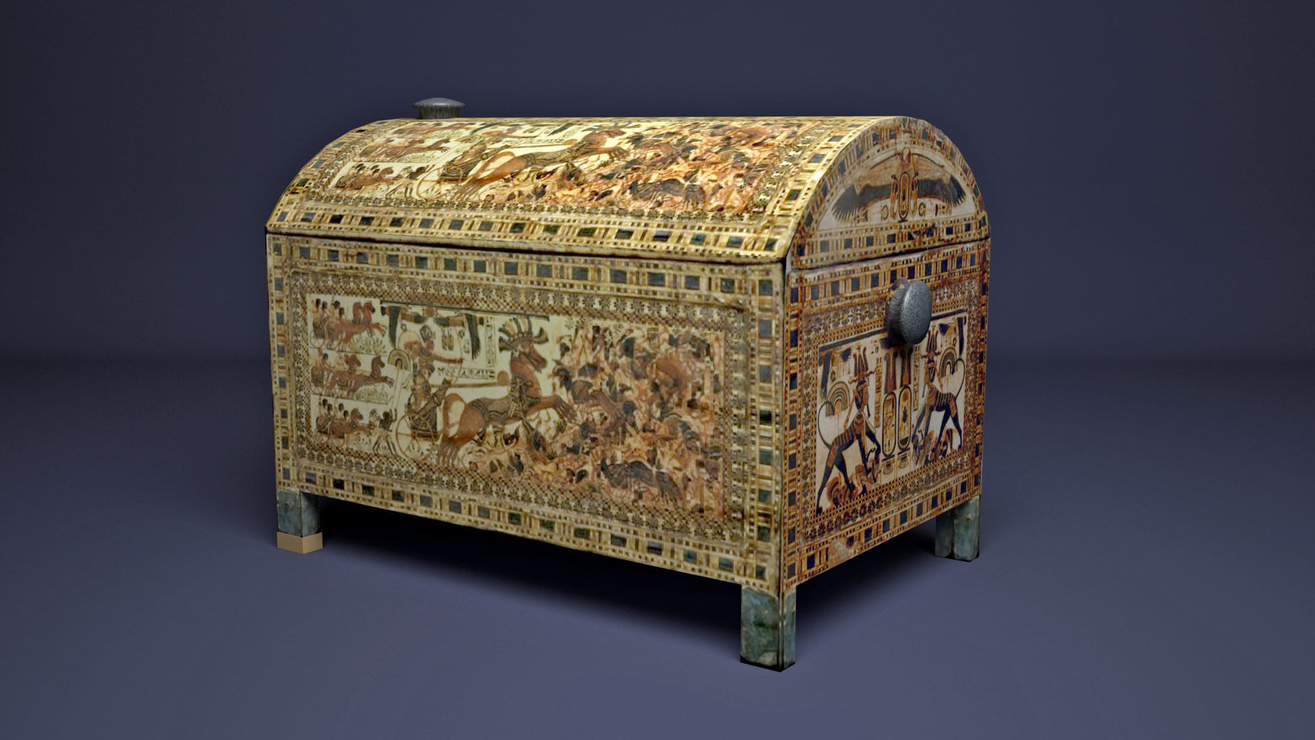 Egyptian King Tutankhamun chest Low-poly 3D model_4