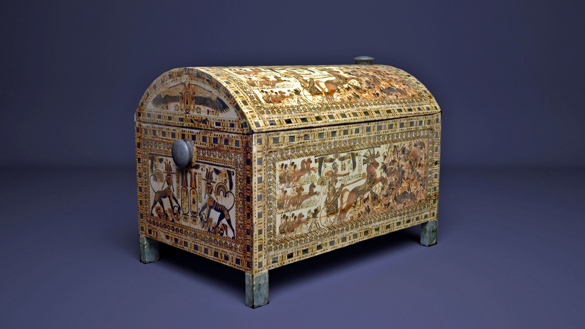 Egyptian King Tutankhamun chest Low-poly 3D model_1