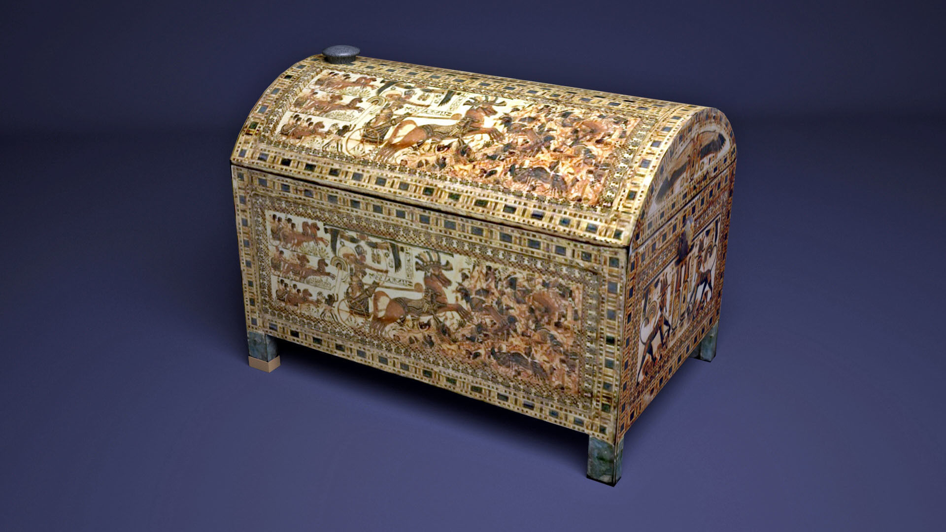 Egyptian King Tutankhamun chest Low-poly 3D model_3