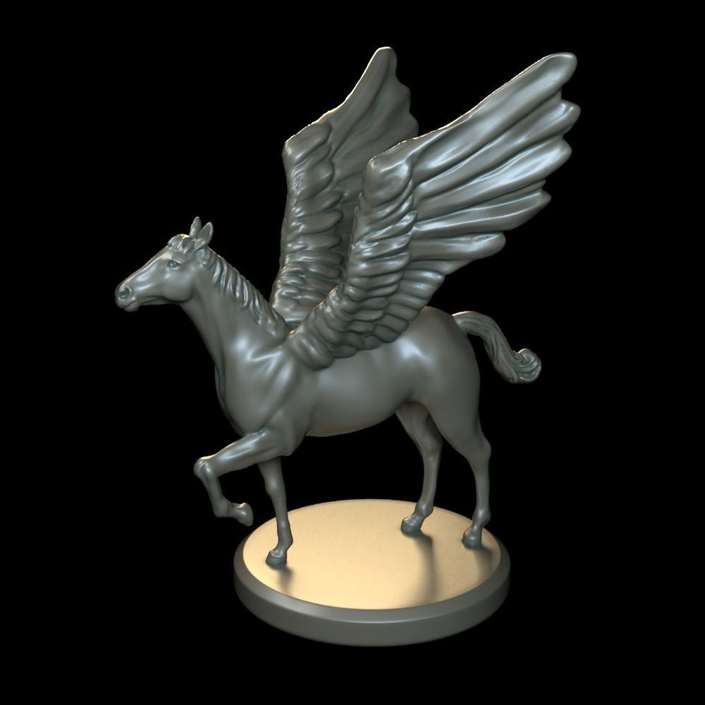 3D Pegasus model golden horse with wings 3D print model_4