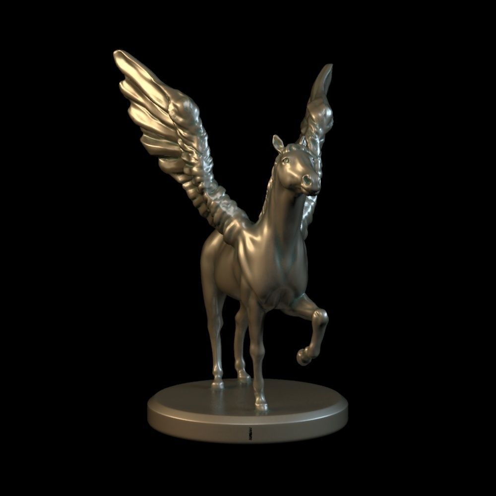 3D Pegasus model golden horse with wings 3D print model_6