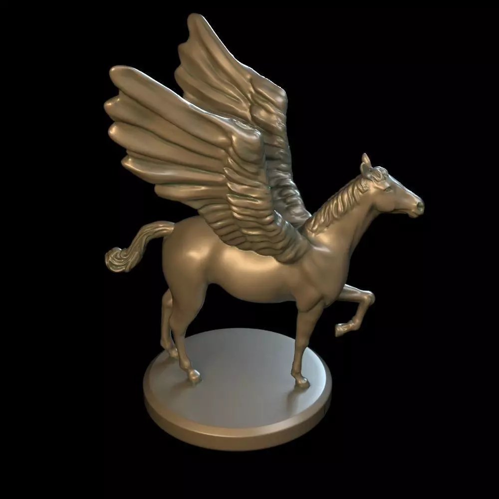 3D Pegasus model golden horse with wings 3D print model_0
