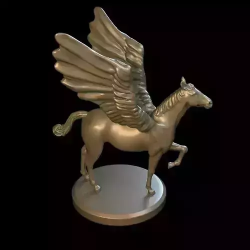 3D Pegasus model golden horse with wings