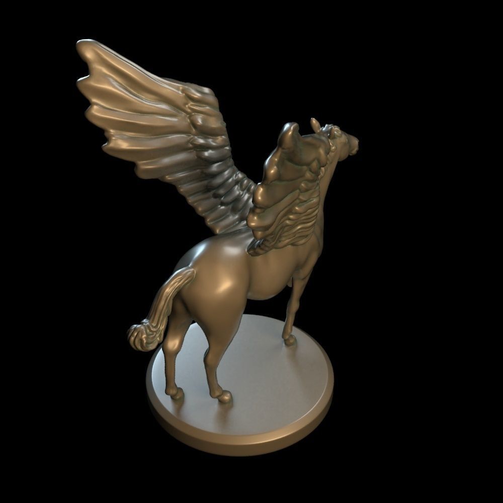 3D Pegasus model golden horse with wings 3D print model_3